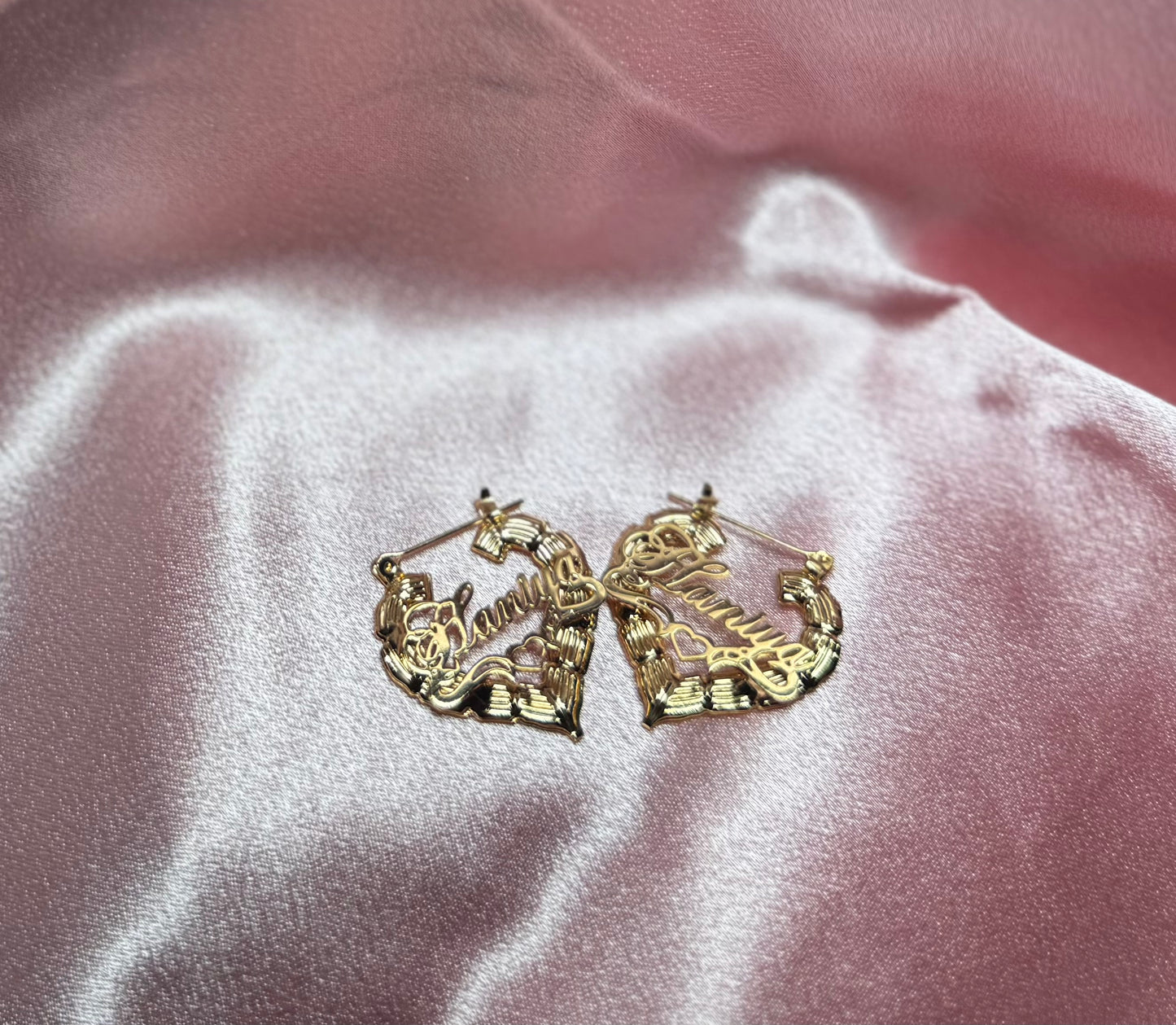 Bamboo Customized Heart Earrings