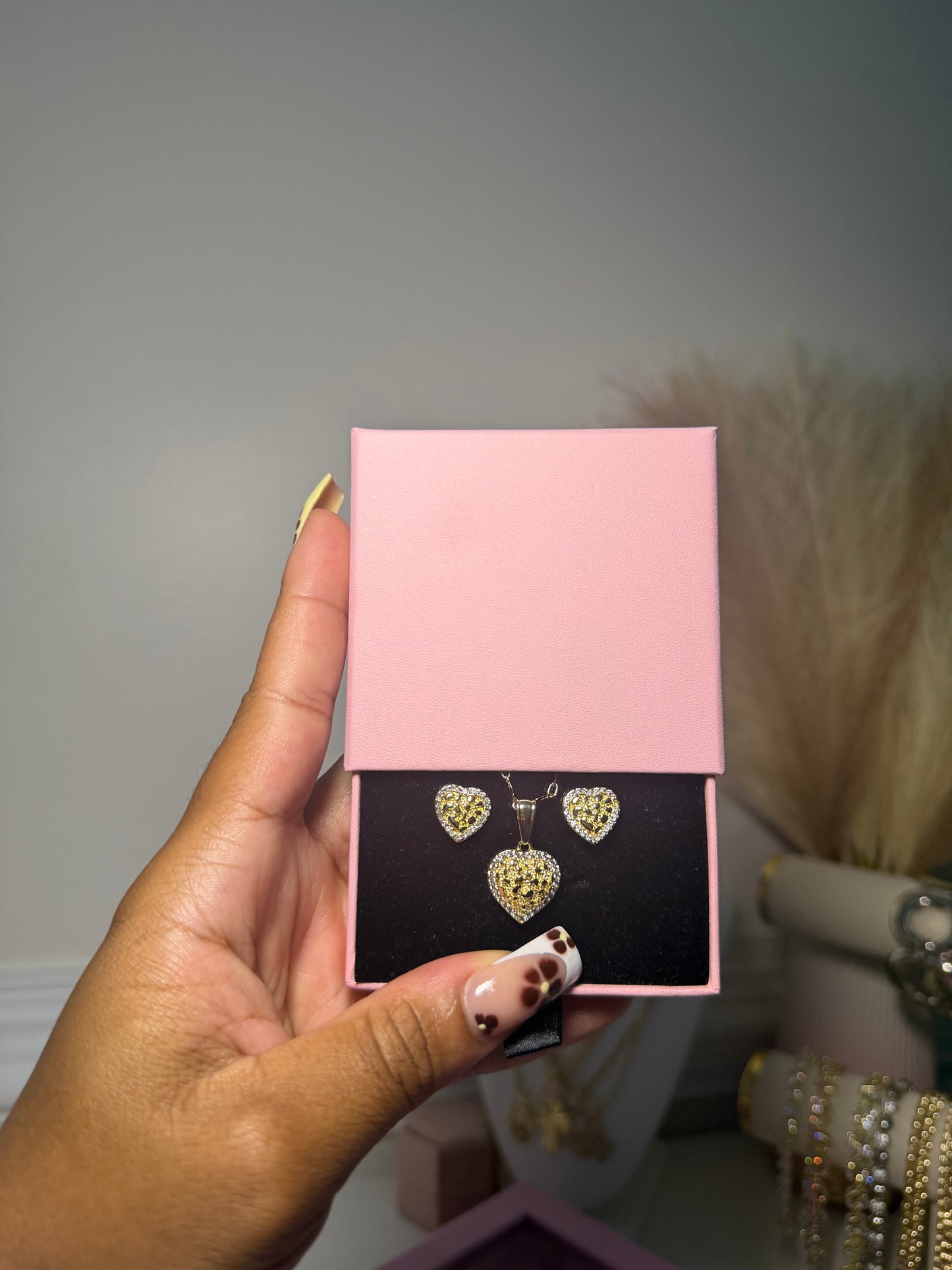 Gold Diamond Heart Set