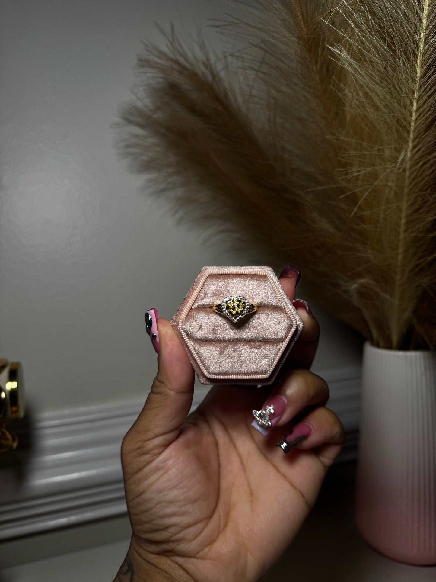 Gold Diamond Heart Ring