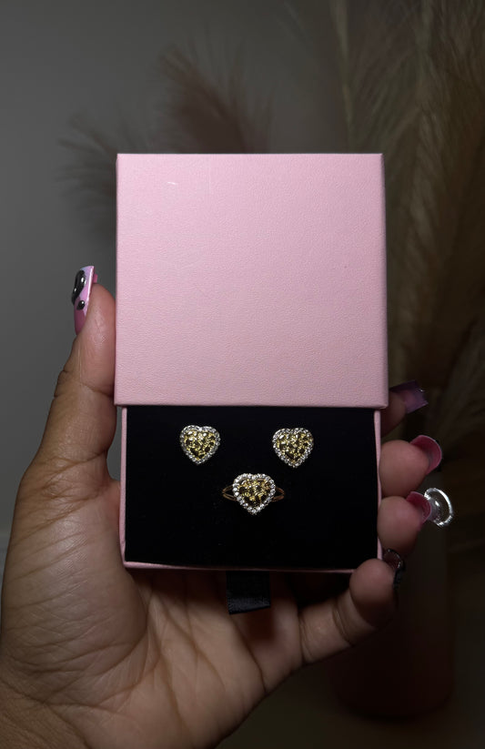 Gold Diamond Heart Set